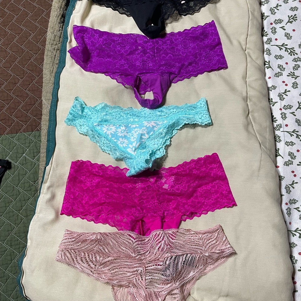 Victoria's Secret Lace Panty Collection - Black, Purple, Blue, Pink, Tan